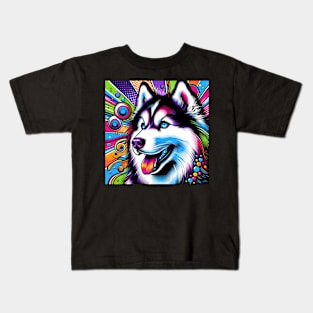 Pop Art Siberian Husky Tee - Sleek Canine Couture Kids T-Shirt